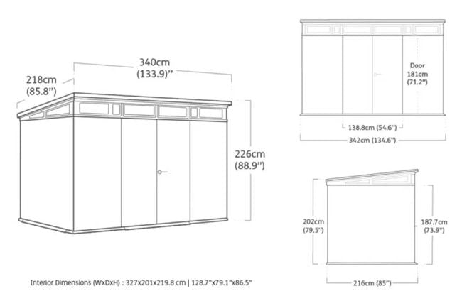 Signature Pent Shed 11x7ft - Storm Grey