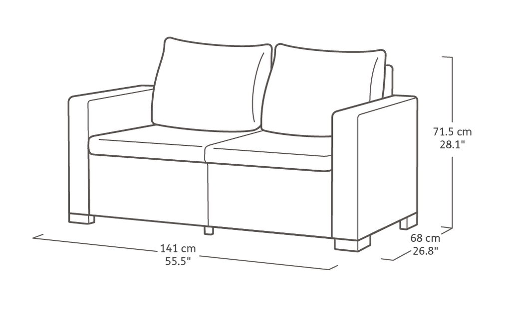California 4 Seater Double Lounge Set - Grey