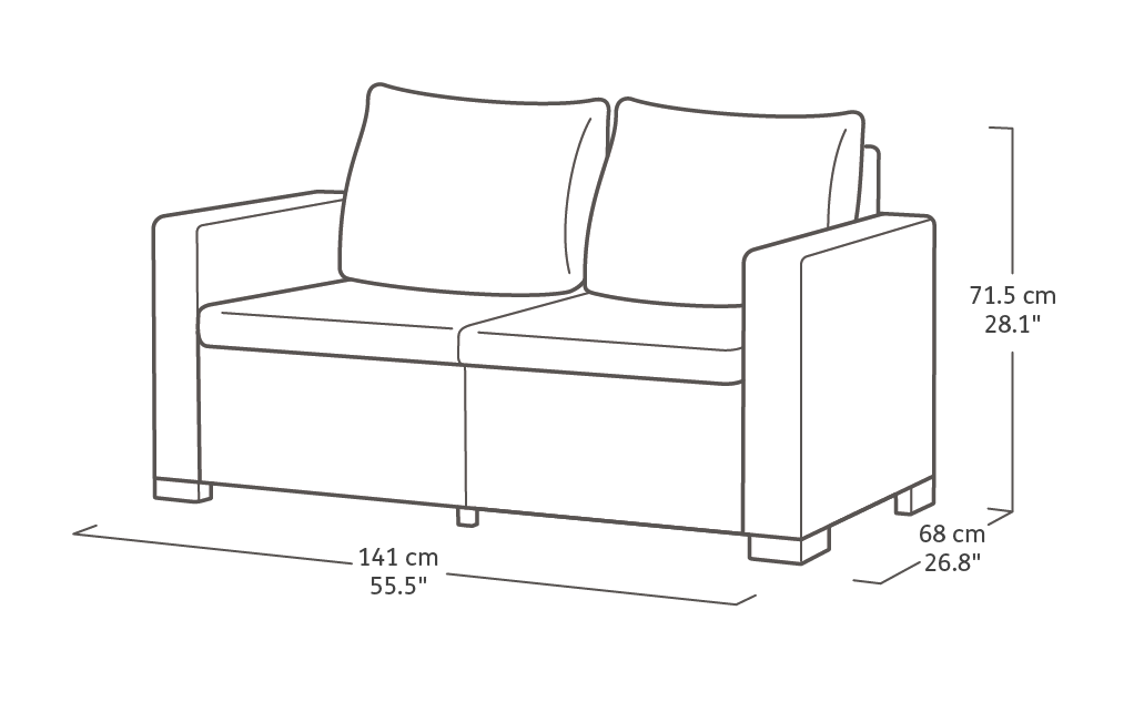 California 4 Seater Double Lounge Set - Grey