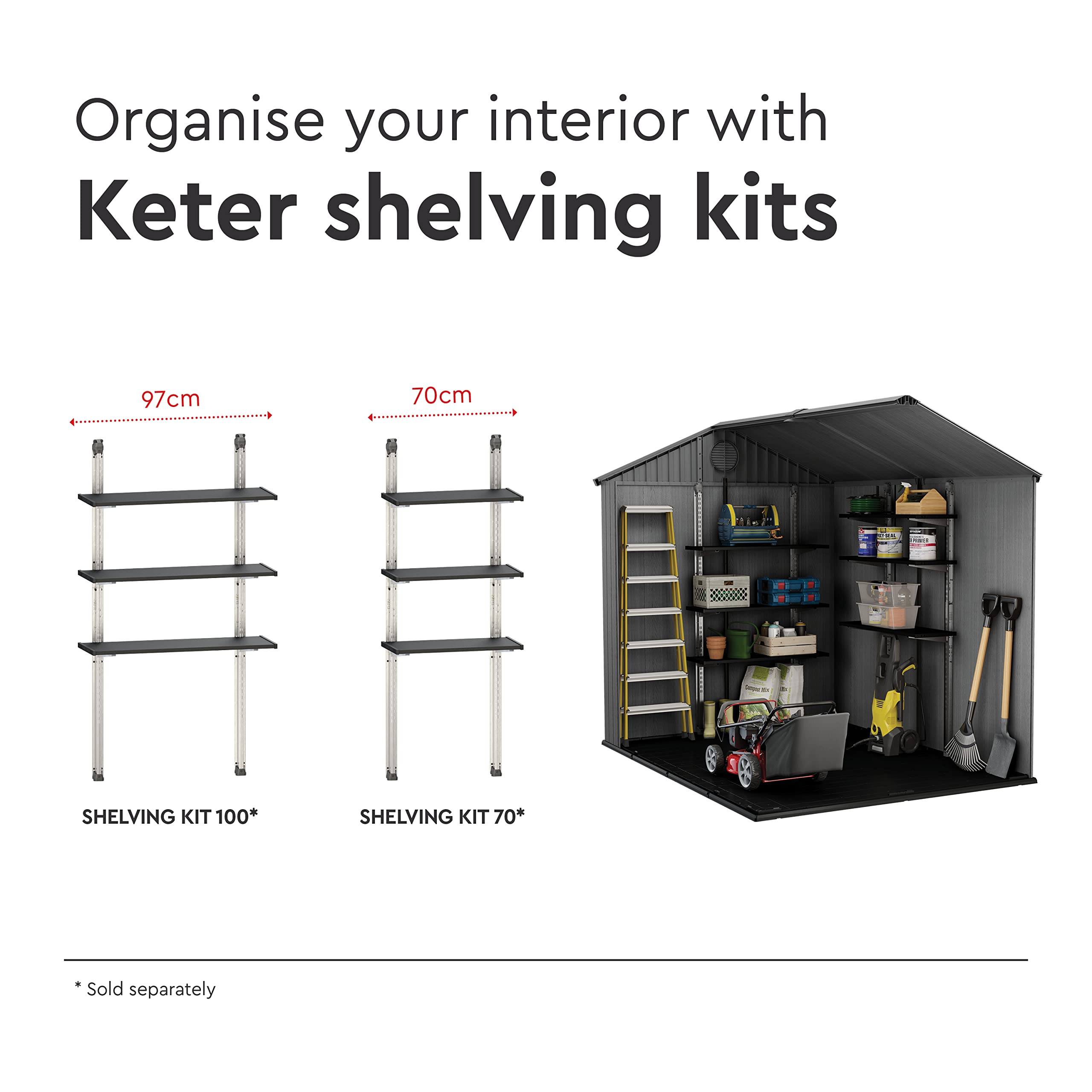 Keter Darwin Outdoor Apex Double Door Garden Storage Shed 6 x 8ft Grey Evotech+ Wood Look and Feel | Fade Free | All Weather Resistant | Safe and Secure | Zero Maintenance | 15 year Warranty