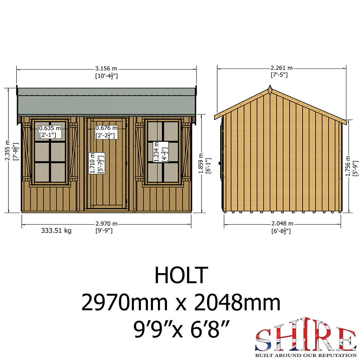 Shire Holt 7ft x 10ft Shiplap Apex Shed