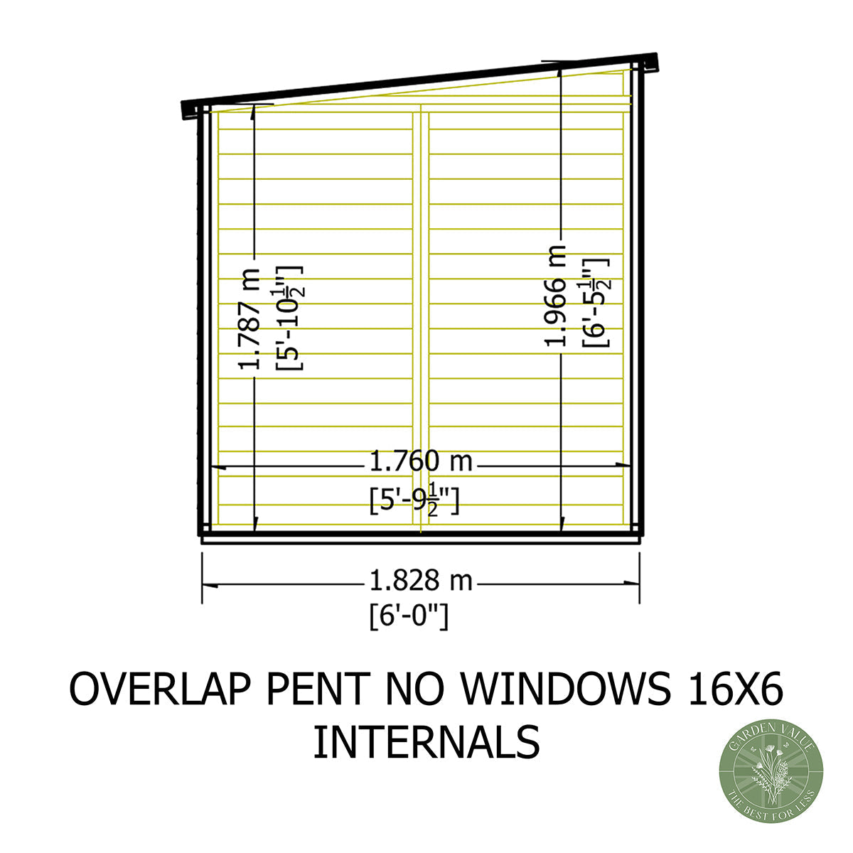 Shire NEW Garden Value 16ft x 6ft Overlap Pent Shed