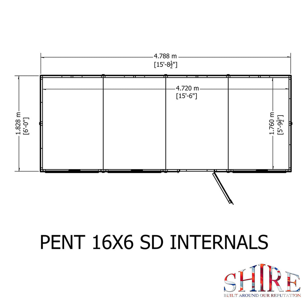 Shire Pent 16ft x 6ft Shiplap Shed NEW