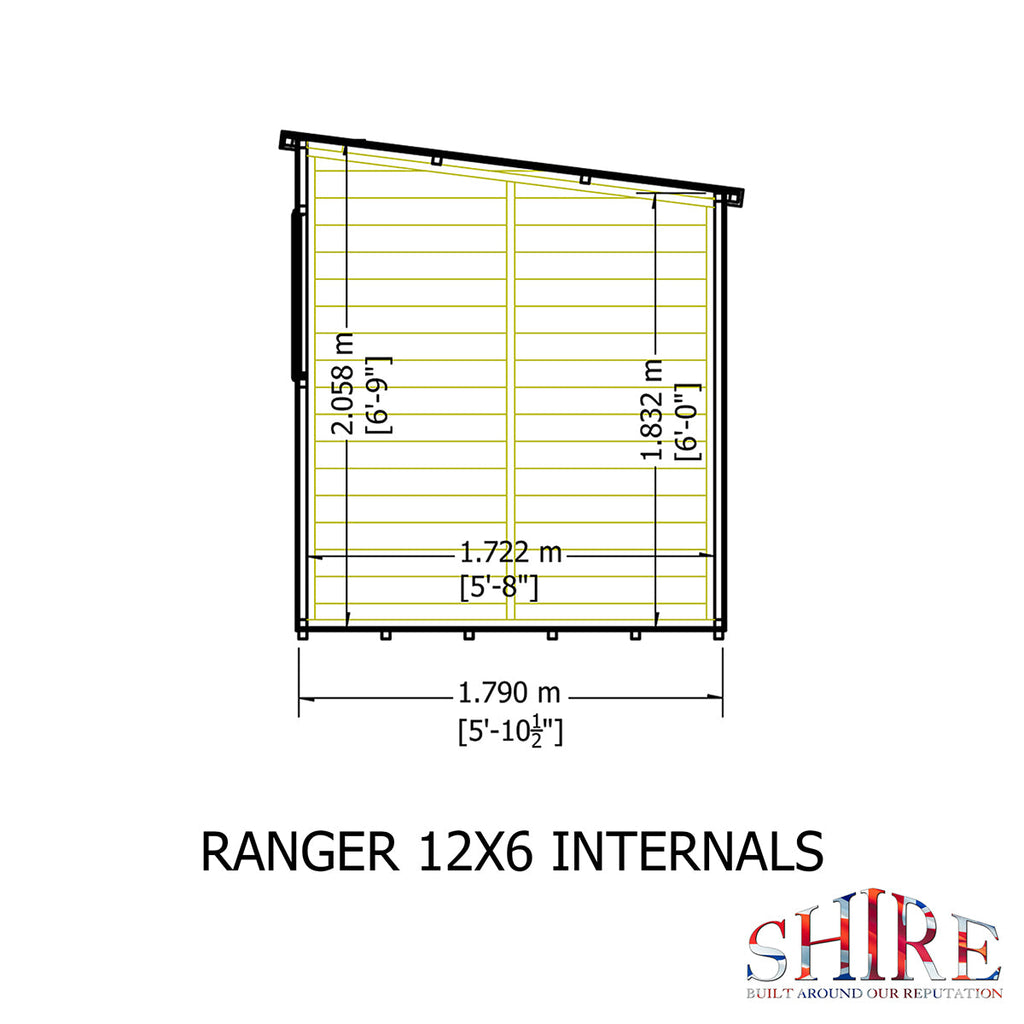 Shire Ranger 12ft x 6ft Pent Shiplap Shed
