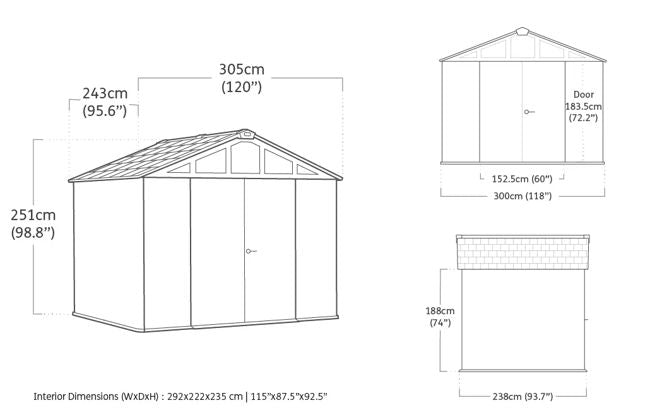 Stronghold 10x8 Shed - Grey