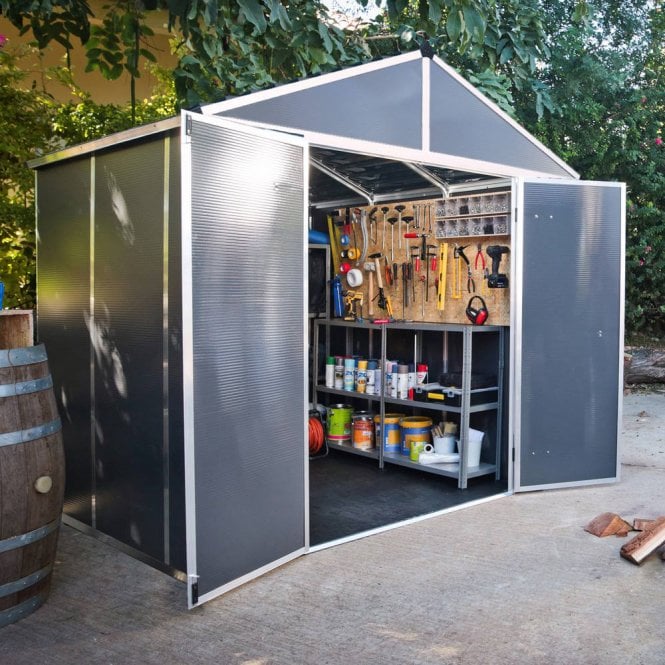 Palram-Canopia Rubicon 8X8 Polycarbonate Shed - Dark Grey